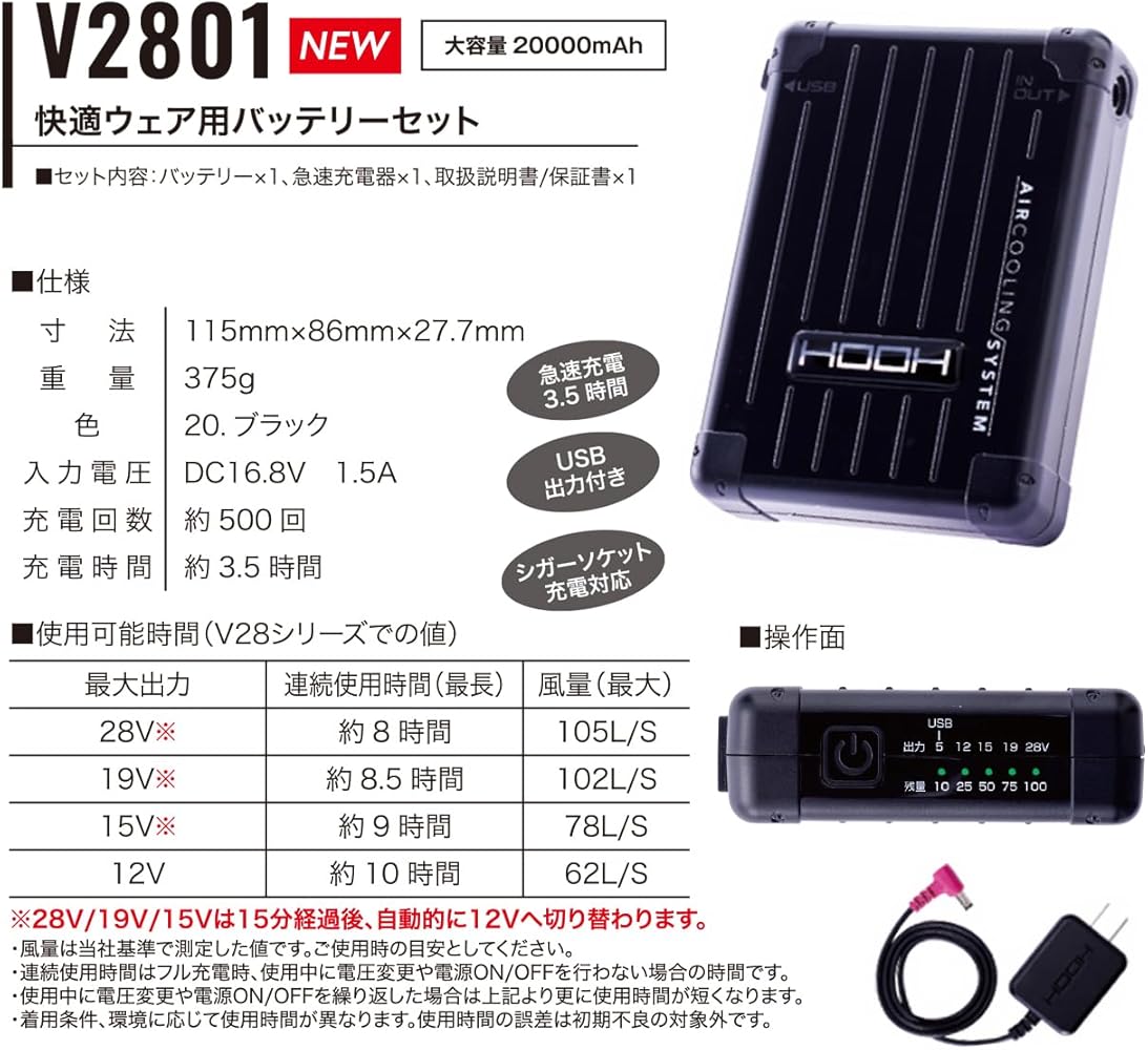 Amazon.co.jp: 村上被服 HOOH 2025年 最新型 ファン セット 快適ウェア